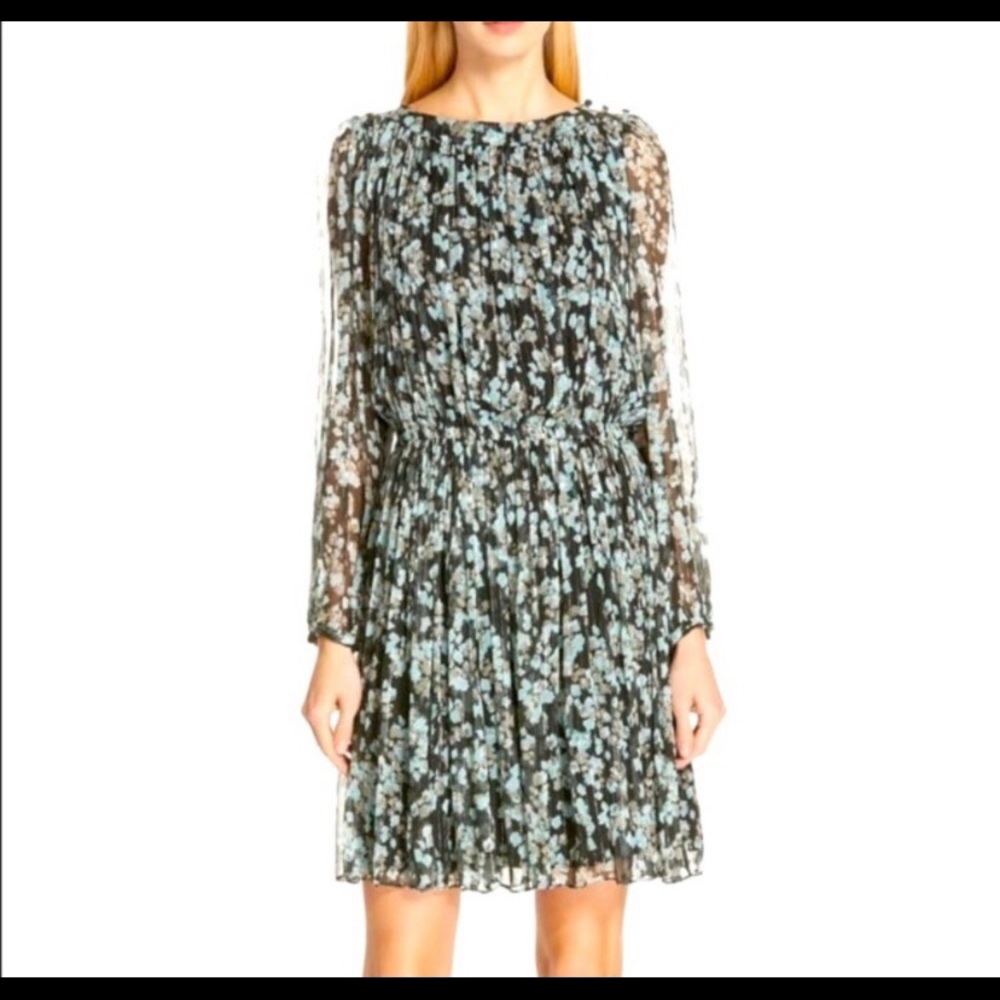 NWT JASON WU Floral Silk Chiffon Long Sleeve Dress